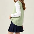 thumbnail image 5 of Unisex Boys Girls Preppy Knit Sweater Vest Sleeveless V-Neck Solid Color Tops Kids Trendy Soft Casual Comfy Outfits Green 7-8 Years, 5 of 6