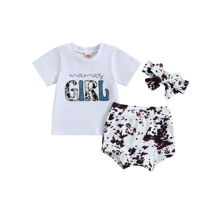 

Calsunbaby Newborn Baby Girls Short Sleeve T shirt Spots Print Shorts with Hairband Summer Outfit 0-24M