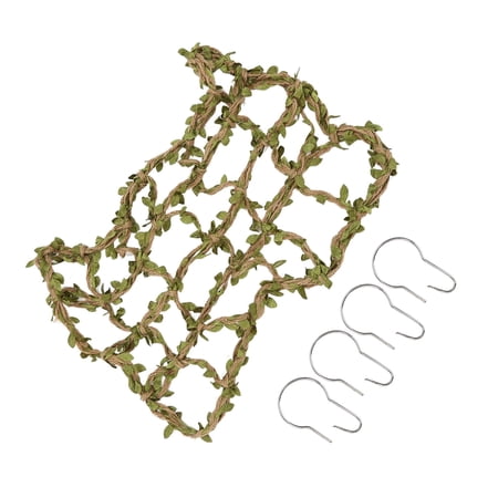 Bird Climbing Net Hemp Rope Woven Climbing Net With Green Fake Leaves For Parrots And Hamsters, Hammock Net, Climbing Net