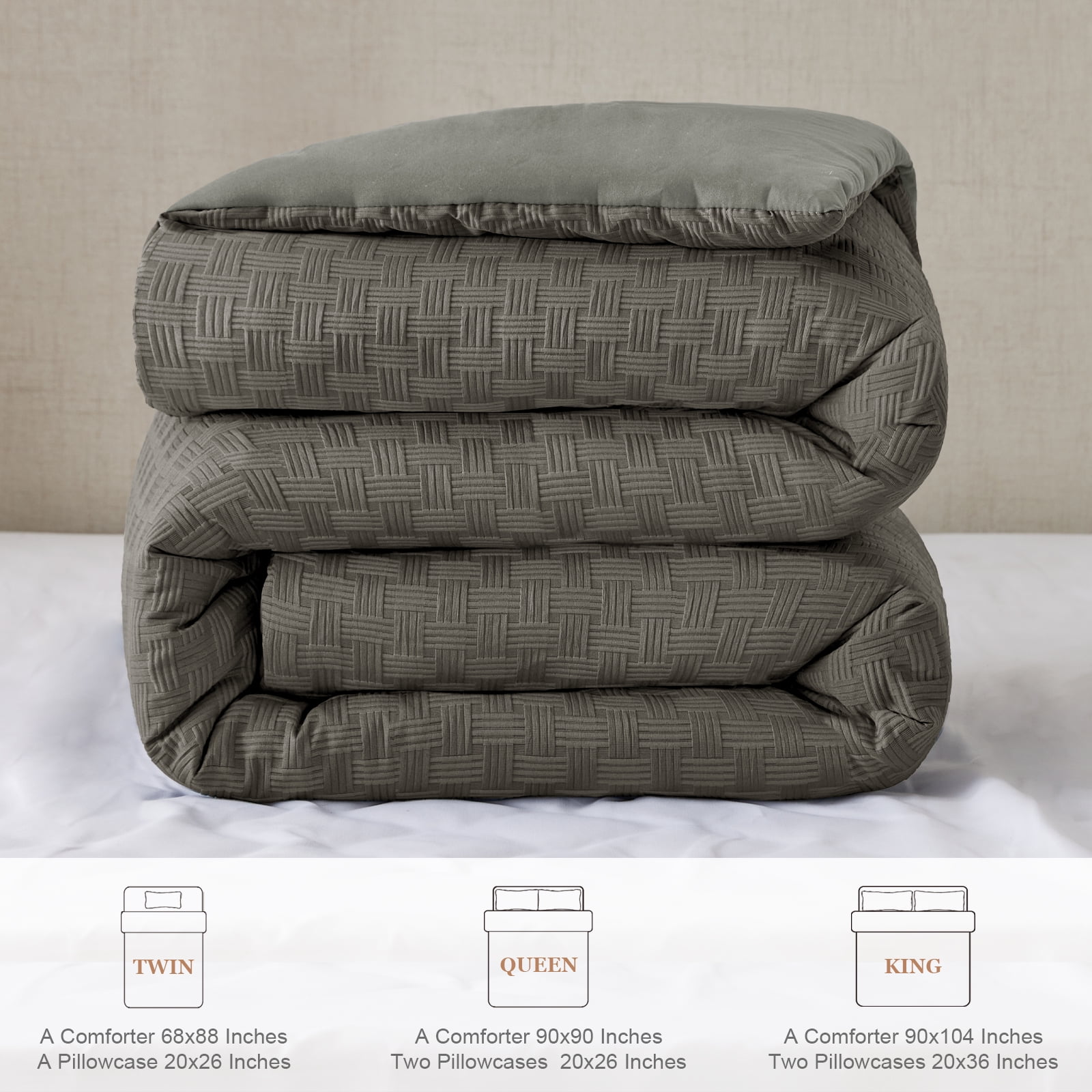 Whale Flotilla 3-Piece Jacquard Braid Ultra Soft Queen Comforter Set, Luxury Reversible Microfiber Comforters Full Size Bedding Set with 2 Pillowcases, Lightweight Duvet for All Seasons, Deep Grey