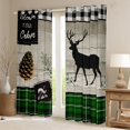 thumbnail image 2 of Homewish Jungle Deer Elk Black Out Curtains for Men, Vintage Green Buffalo Curtains Pack of 2 (42x63 Each), Rustic Plant Botanical Bedroom Curtains, Living Room Curtains Decor, 2 of 6