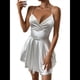 thumbnail image 2 of Vestido de Satén con Tirantes Finos para Mujer, Sin Mangas, Escote Bajo, Espalda Descubierta, Mono Corto de Fiesta, Minivestido Veraniego. M, 2 of 9