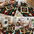 thumbnail image 5 of 3'x5' Area Rugs, Boho Orange Teal Indoor Outdoor Area Rug for Living Room Bedroom, Vintage Geometric Southwestern Ethnic Washable Bathroom Rugs Kitchen Floor Carpet Mats Home Decor Aesthetic, 5 of 8
