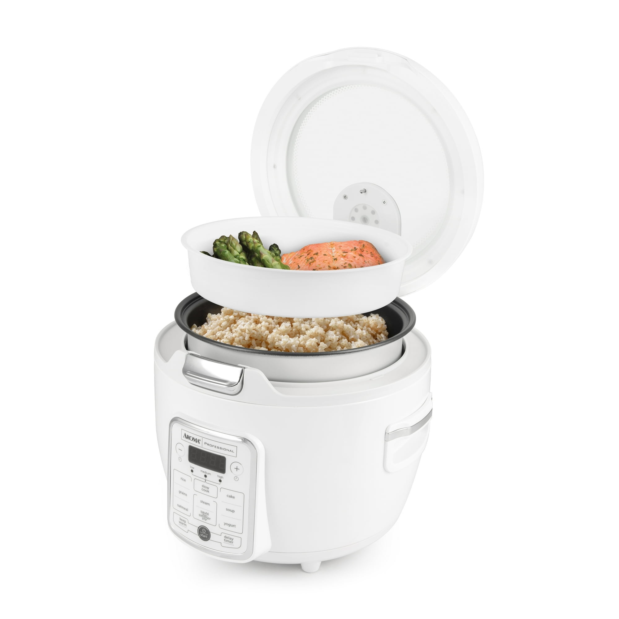 Aroma 160oz Electric Rice Cooker, White Digital Cooker Restored