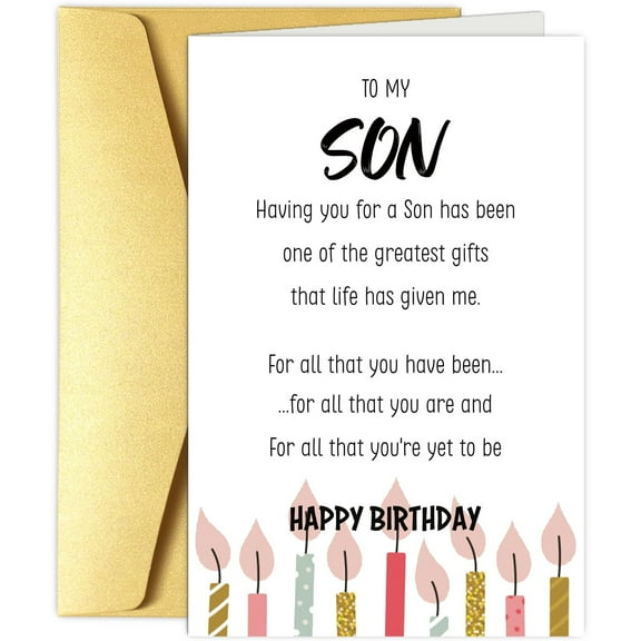 Happy Birthday Card for Son - Touching Message with Envelopes - Perfect for Celebrating Special Moments