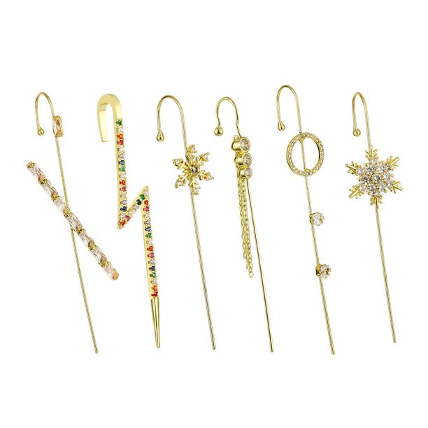Pendientes De Gancho Sobre Orugas Para Mujer, 6 Uds., Aleación De Diamantes De Imitación, Orejeras Para Mujer Speravity AP005606-00