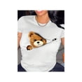 thumbnail image 1 of Camiseta de manga corta y cuello redondo para mujer con estampado de oso para uso casual en primavera y verano Color Blanco Talla Chica Marca Emil SaEs, 1 of 4