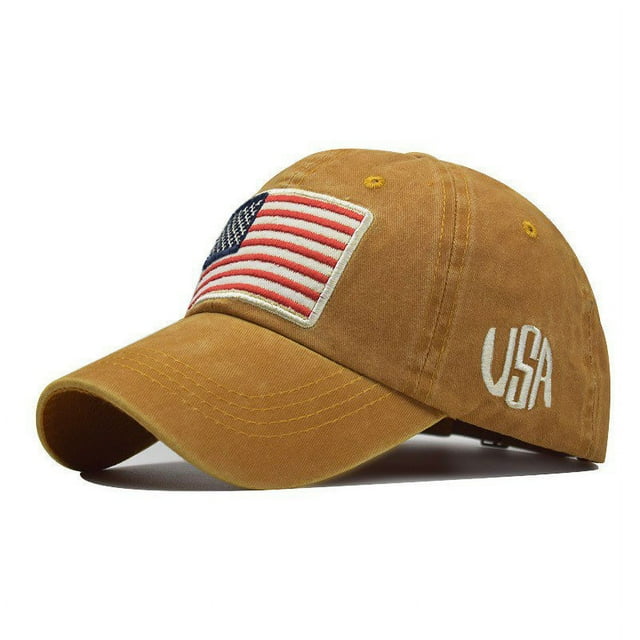 Adult Classic American Flag Washed Old Letter American Sunshade Baseball Cap