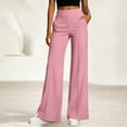 thumbnail image 2 of Wide Leg Palazzo Pants for Women Elastic Waist Summer Work Trousers Straight Leg Dressy Pants with Pockets Teacher Outfits L, 2 of 7