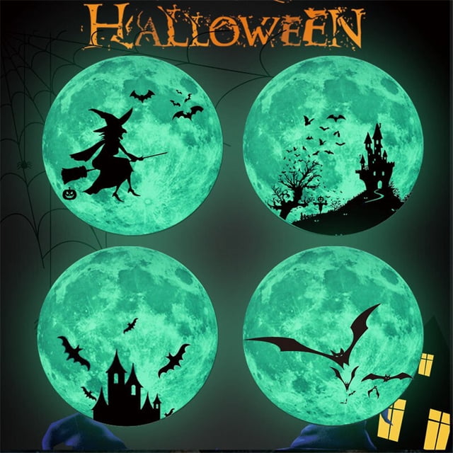 Luminous Moon Christmas Snowman 3D Wall Stickers for Kids Baby Rooms Halloween Witch Fluorescent Stickers Glow in the Dark Decor30cm Bat CastleUnited Kingdom He Qiyong unisex
