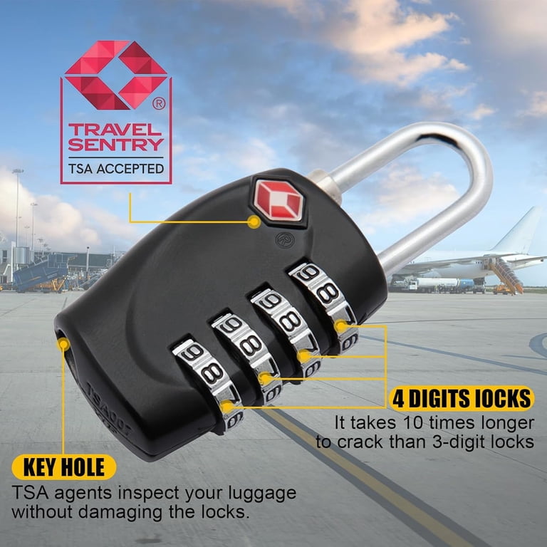 Sure Lock System Indicator Cable Lock SURE LOCK TSA Compatible Travel Luggage Locks, Inspection ...