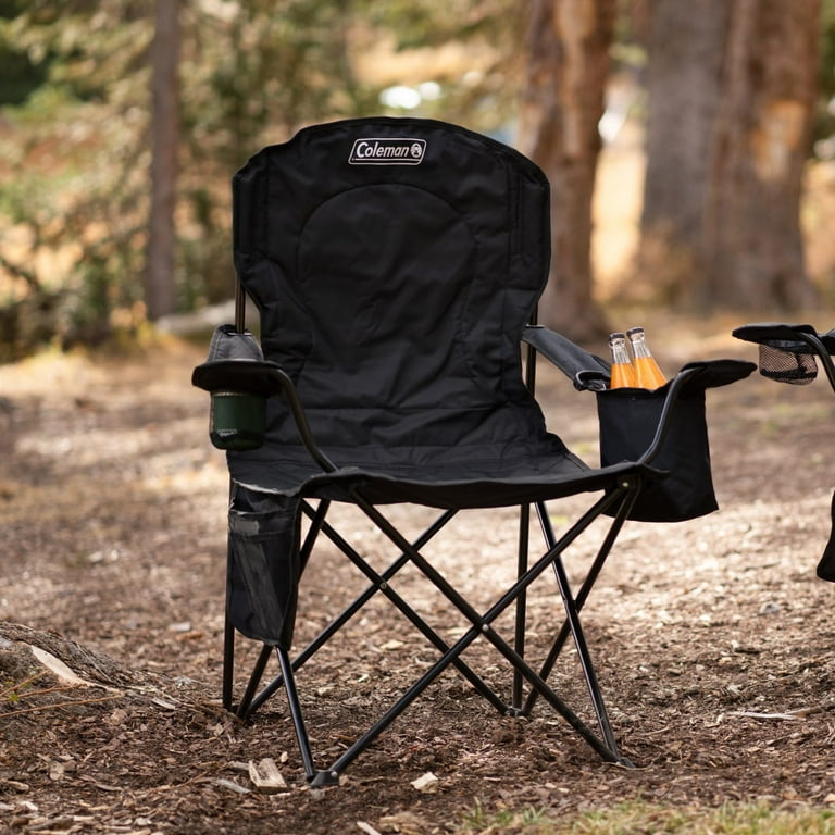 Coleman Camping Chair with Built-In 4-Can Cooler, Black