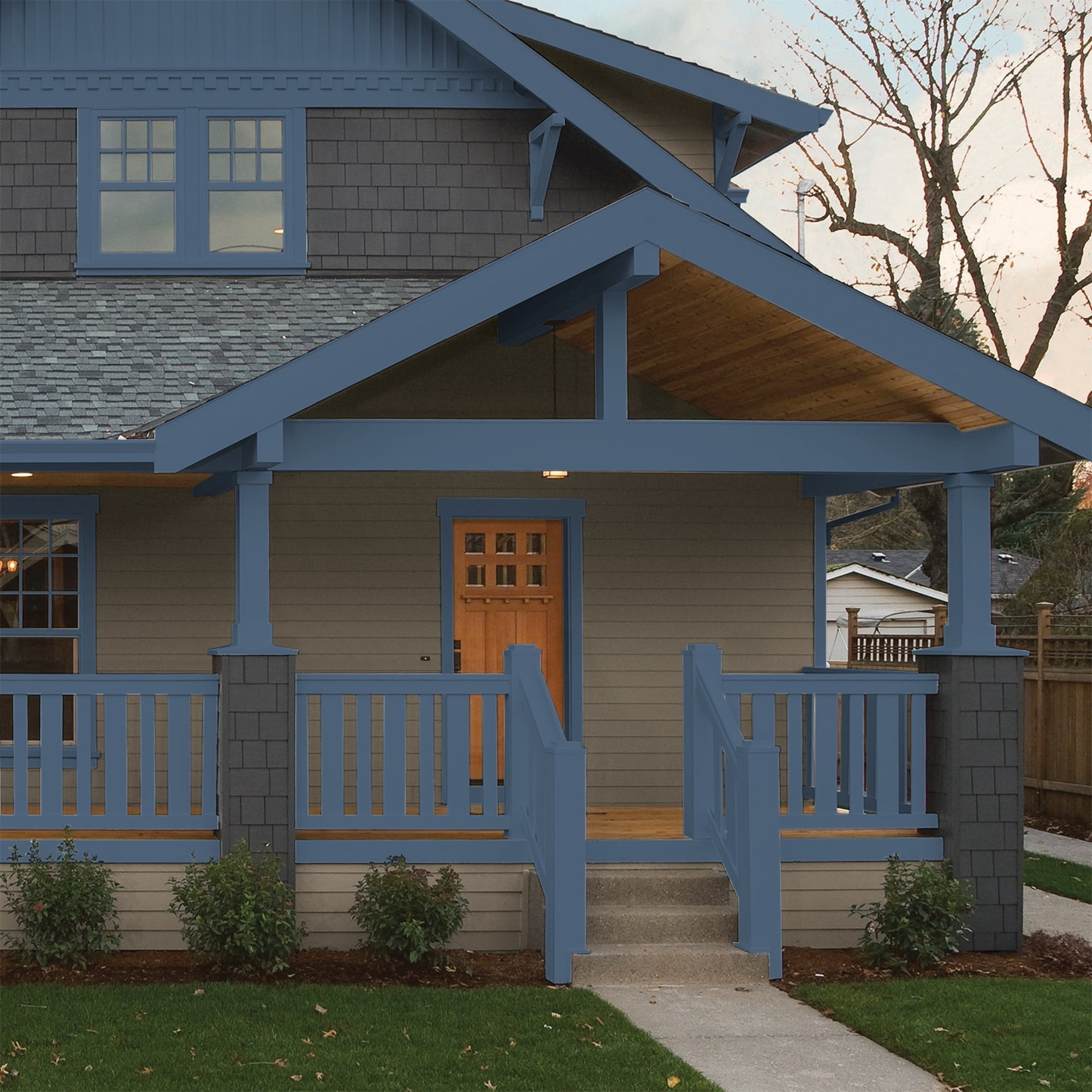 Glidden One Coat Blue Fjord / Blue Semi-Gloss Exterior Paint with Primer, 1 Gallon
