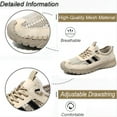 thumbnail image 3 of Men's Casual Sneakers Breathable Mesh Lightweight Comfort Non-Slip Leather Loafers Hollow Outdoor Handmade Shoes Beige 7.5 US, 3 of 7