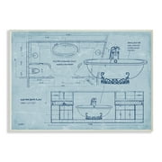 The Stupell Home Decor Collection Master Bath Plan Blueprint Wall Plaque Art