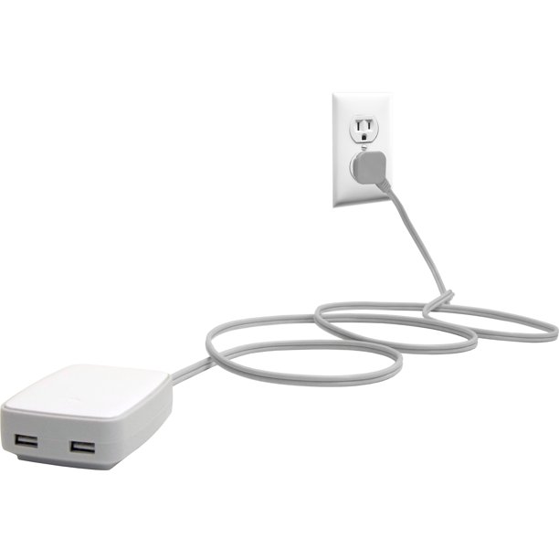 Ge 2 Usb Port Tabletop Charger 6ft Power Cord White 27885 Walmart Com Walmart Com