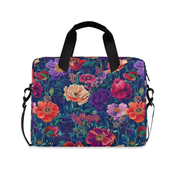 FORMRS 16" Laptop Bag Carrying Sleeve Case with Handle Travel Shoulder Briefcase, Blooming Flowers Pattern