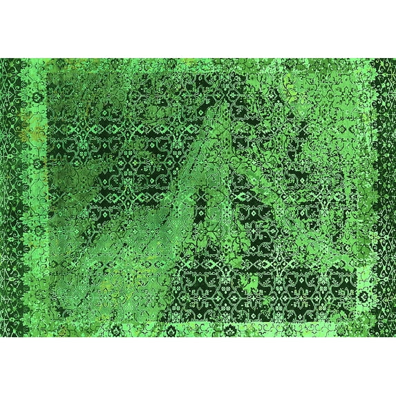 Ahgly Company Indoor Rectangle Oriental Green Industrial Area Rugs, 8' x 12'