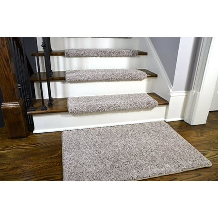 Dean Modern DIY Peel and Stick Bullnose Wraparound Non-Skid Carpet Stair Treads - Macadamia Beige 30