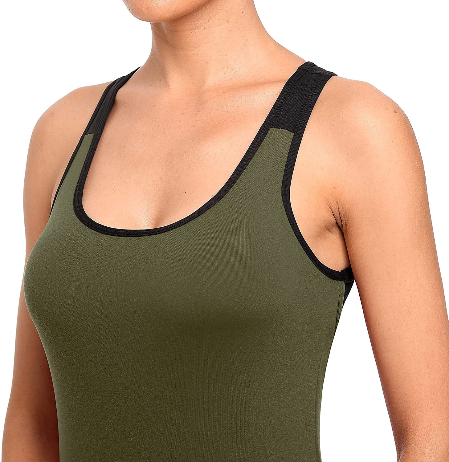 Women's Open Back Workout Tank Top with Built in Bra Athletic Yoga