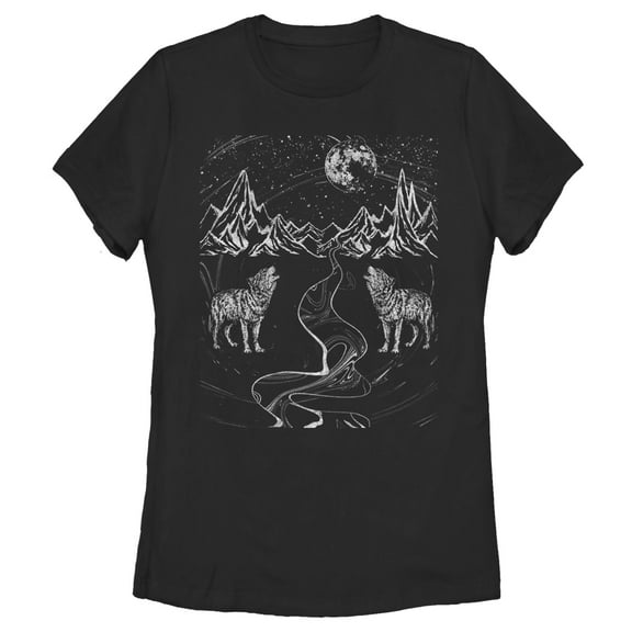 Women's Lost Gods Howling Wolves Poster Graphic T-Shirt