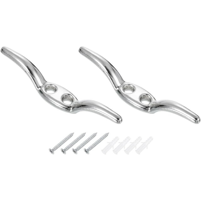 uxcell 2Pcs 65x10mm Blind Cord Cleats, Blind String Safety Rope Zinc Alloy Holder, Window Cord Hooks with Screws for Curtains Sun Shades Ropes, Silver