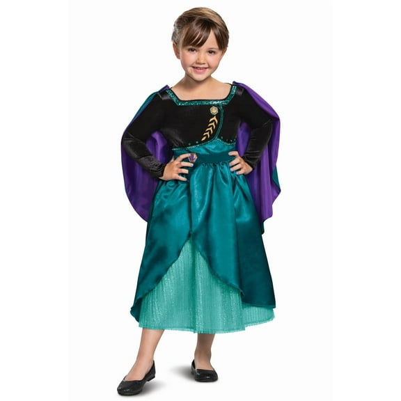 Disney Frozen 2 Anna Costume for Girls, Deluxe Dress and Cape Outfit, Child Size Medium (7-8)