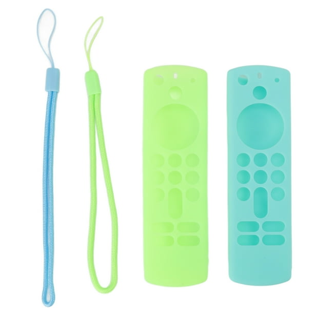 fundas protectoras de silicona para mando a distancia, antideslizantes, a prueba de golpes, con cordón para control remoto por voz, 3.ª generación, verde luminoso y azul hielo
