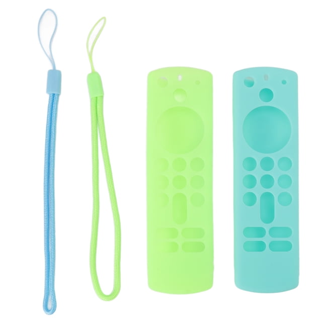 fundas protectoras de silicona para mando a distancia, antideslizantes, a prueba de golpes, con cordón para control remoto por voz, 3.ª generación, verde luminoso y azul hielo