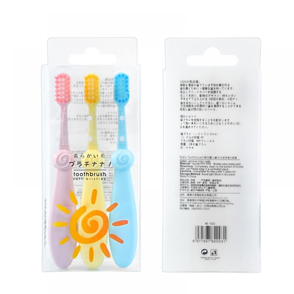 3pcs First Steps Baby Tooth Brush Soft Bristles Small Head for Tiny Teeth 