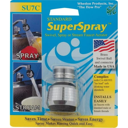 Faucet Aerator Adapters - Super Spray & Stream Kitchen Faucet Swivel Aerator, Brass & Connector, Lead Free