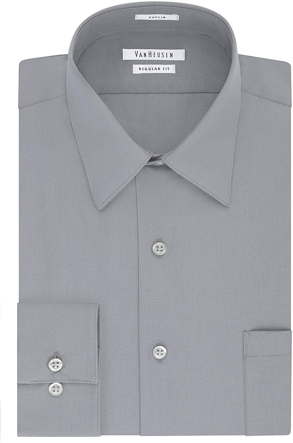 van heusen men's poplin regular fit solid point collar dress shirt