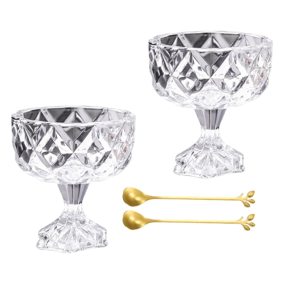 Shatterproof Thick Glass High Foot Dessert Bowl Elegant Ice Cream Cup For Entertaining Salad Cheese Serving