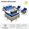 thumbnail image 5 of XIZZI 11 Pieces Outdoor Patio Furniture Set All-Weather Wicker Conversation Set Rattan Outside Sectional Sofa with Fire Pit Table & Swivel Rocking Chairs for Garden, Navy Blue, 5 of 11