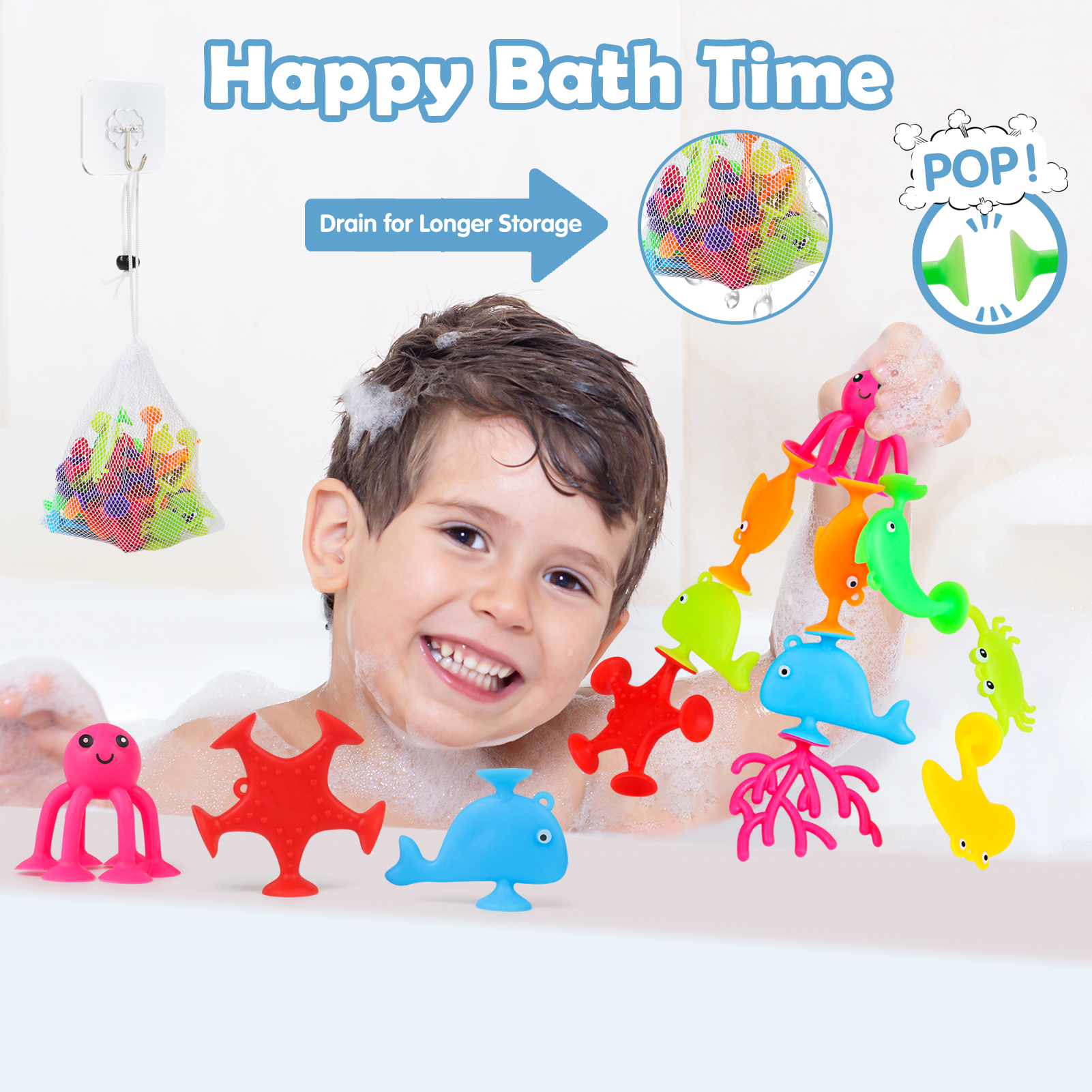 Norkbeng 18-Piece Silicone Ocean Animal Suction Cup Bath Toys photo 7