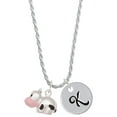 thumbnail image 1 of Delight Jewelry Silvertone Spotted Cow Silvertone Script Initial Disc - K - Charm Necklace, 20"+3", 1 of 4