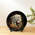 thumbnail image 6 of Wukai Enchanted Deer In Cave Print Decorative Plate for Display,Bone China Decorative Plate, Ceramic Dinner Plate with Stand, Vertical Ceramic Plate-6in, 6 of 6