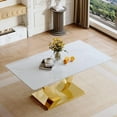 thumbnail image 3 of SUDICA 63" Rectangular Faux Marble Dining Table, Gold U-Shaped Metal Base, Modern Style for Dining Room Kitchen, 3 of 10