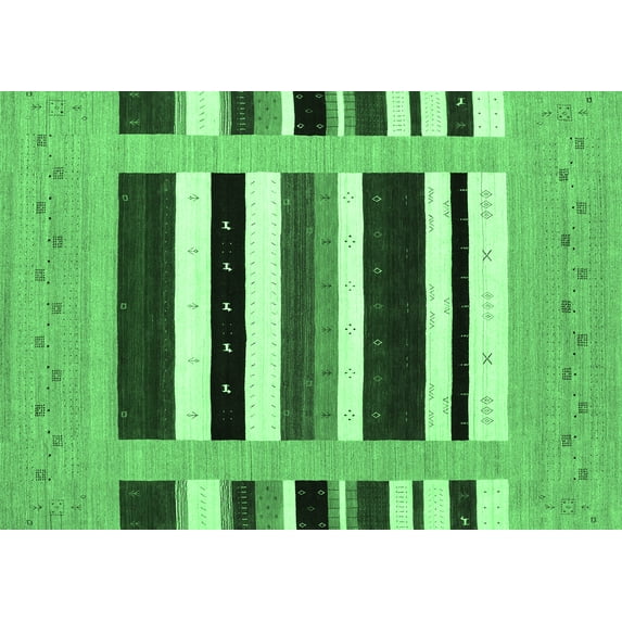 Ahgly Company Indoor Rectangle Abstract Emerald Green Contemporary Area Rugs, 2' x 5'