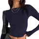 thumbnail image 5 of Camisa de manga larga ajustada para mujer, camisetas Y2K, camisetas de manga larga, camisetas cortas con cuello redondo, camisetas cortas básicas lisas, camisetas deportivas casuales, ropa, 5 of 5