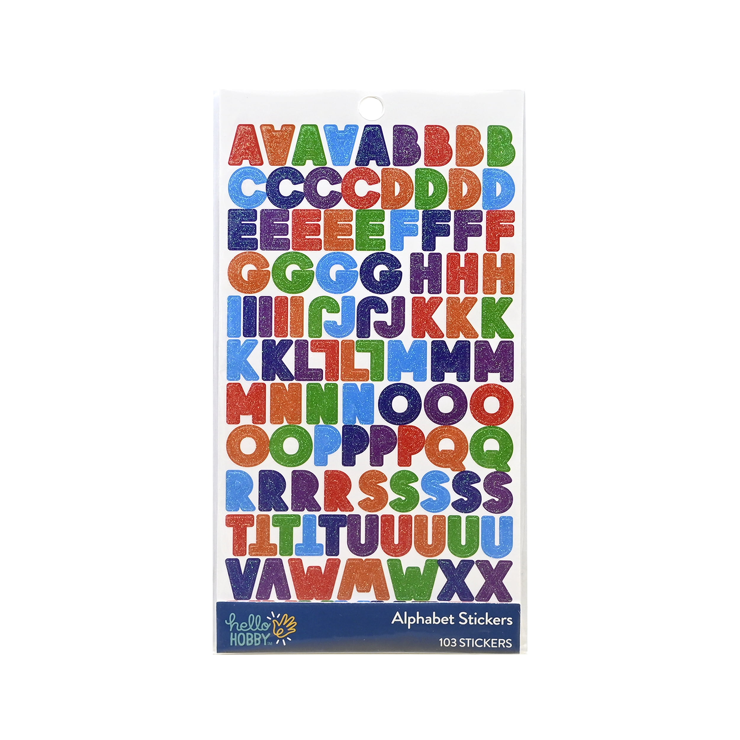 Hello Hobby Glitter Alphabet Stickers – Multicolor, 103 Count