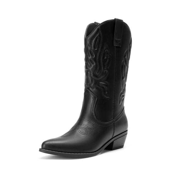 Botas Vaqueras Bordadas Negras para Mujer DREAM PAIRS 25 cm