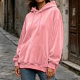 thumbnail image 4 of Women's Velvet Drawstring Hoodie Ghalytn Oversized Drop-Shoulder Pullover Sweatshirt with Pocket, 4 of 7