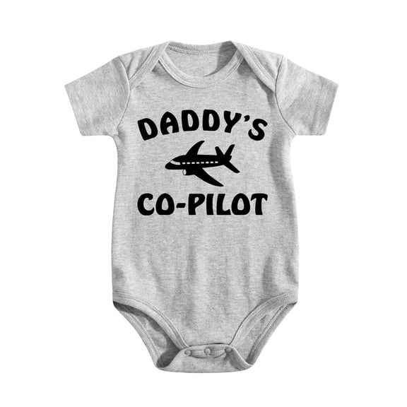 Daddy's Co-Pilot - Adventures With Dad - Funny Infant One-piece Baby Bodysuit Light Gray-style-1 0-3M