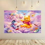 Winnie the Pooh and Friends cartoon tapestry, butterflies and flowers - the ideal birthday party and holiday decoration, birthday party decoration