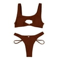 thumbnail image 2 of Gubotare Bikinis For Women Women's Removable Strap Wrap Pad Cheeky High Waist Bikini Set Swimsuit,Coffee L, 2 of 5