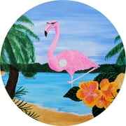 Tire Cover Central Tropical Flamingo Black Vinyl 255/70r18 Center Camera