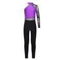 thumbnail image 3 of Yartina Kids Girls Gymnastics Leotards Figure Skating Jumpsuit Single Long Sleeve Rhinestones Ballet Dance Unitard Purple 16, 3 of 7