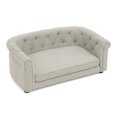 thumbnail image 6 of Hassch Pet Sofa Bed for Medium/Large Dogs, 38 Inch Tufted Dog Couch with Arc-Shaped Armrest and Backrest, Indoor Linen Upholstered Soft Pet Lounging Bed, Beige, 6 of 8