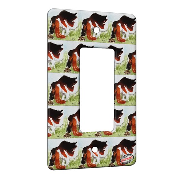 KuzmarK™ 1 Gang Rocker Wall Plate - Basset Hound Meets Turtle Dog Modern Art by Denise Every